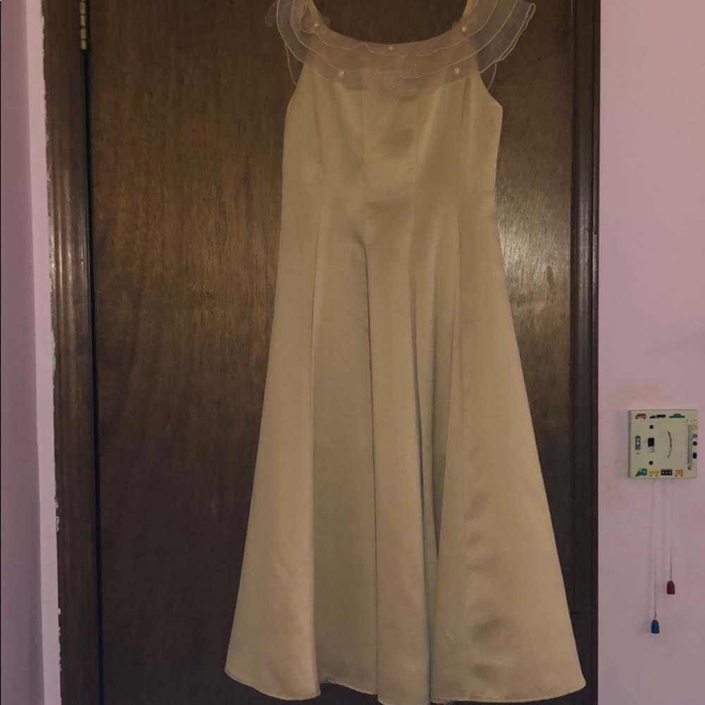 Gold off the shoulder gown